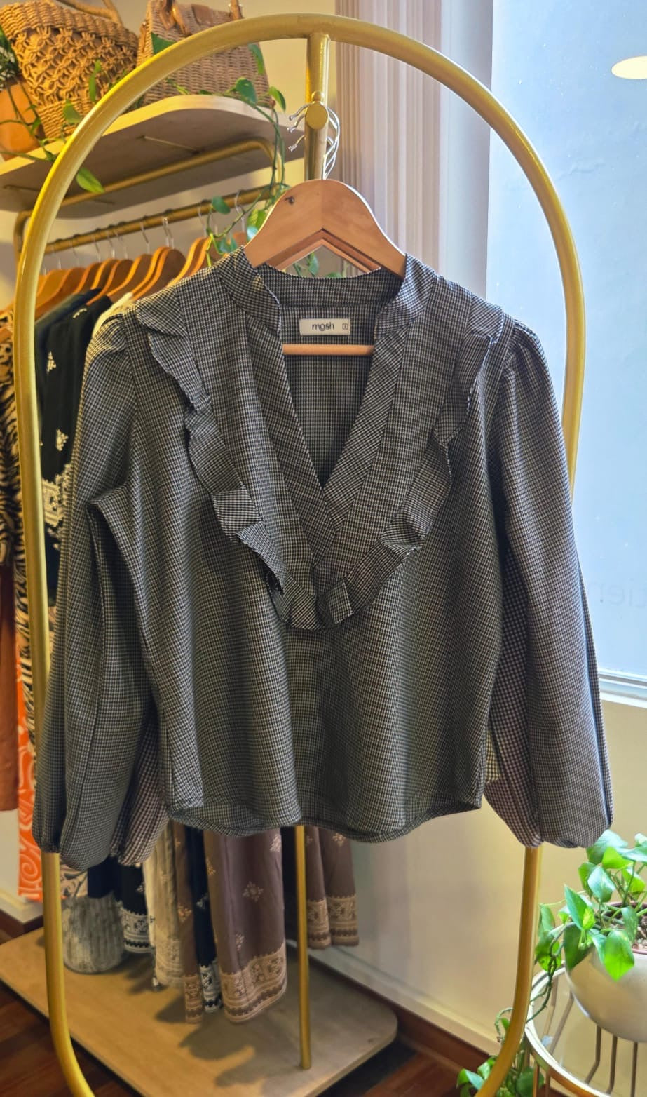 Blusa Olivia cuadros negro