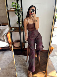Pantalón Louise cuadros vino