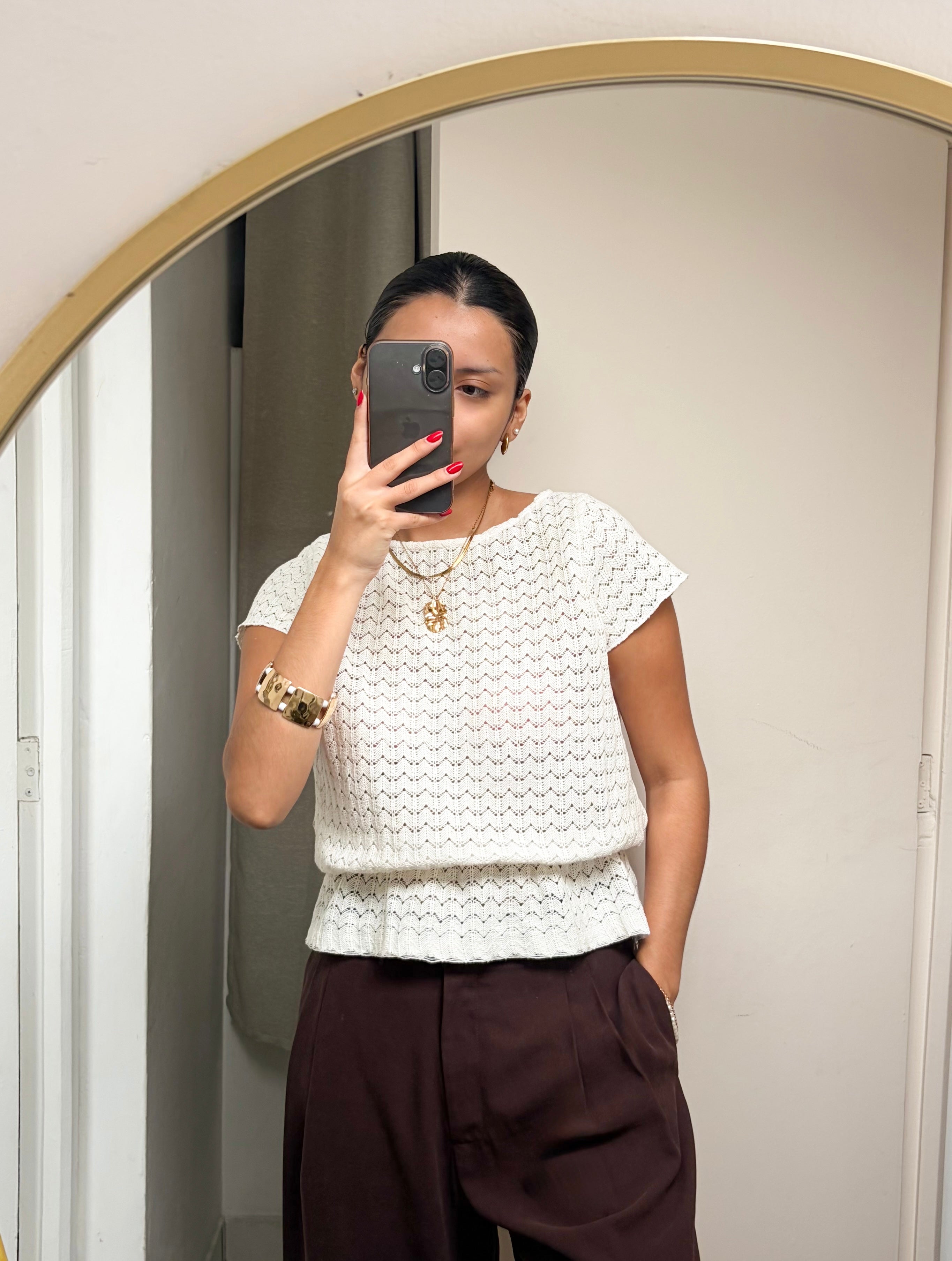 Blusa tejida Aura perla