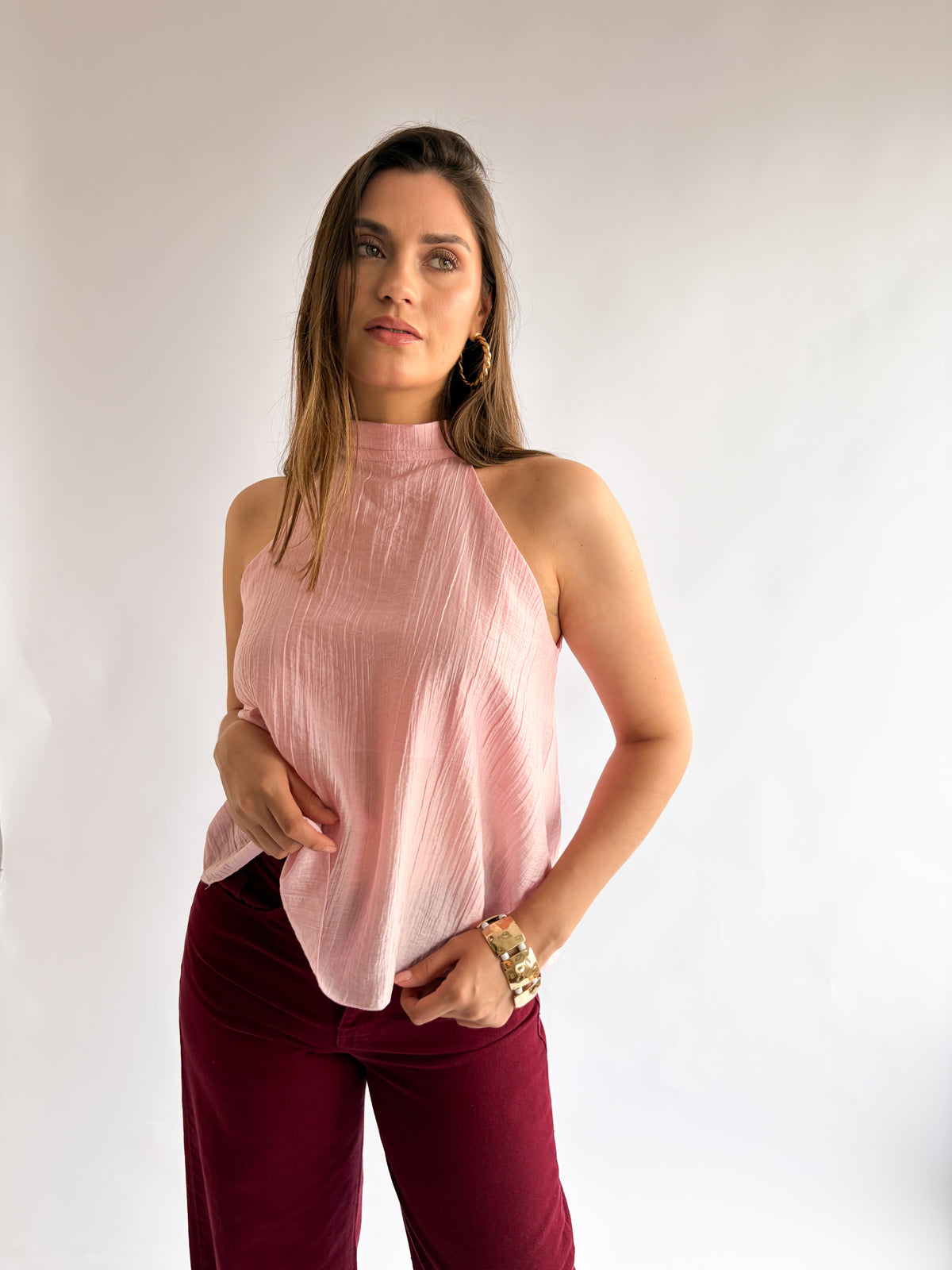 Blusa Halter rosa