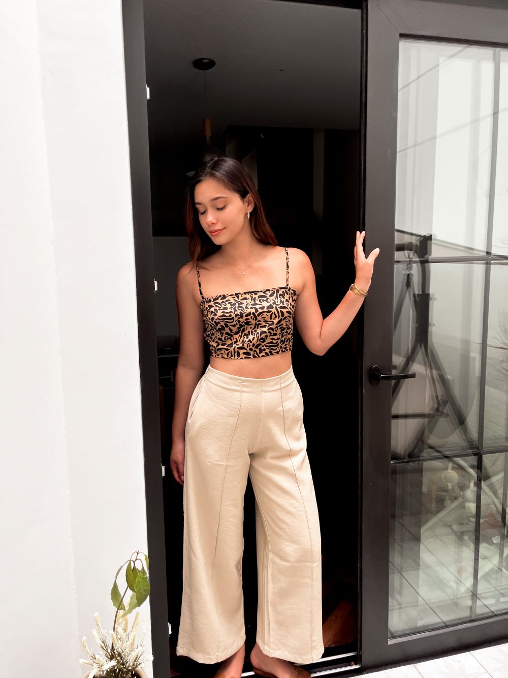 Top corto con lazo animal print