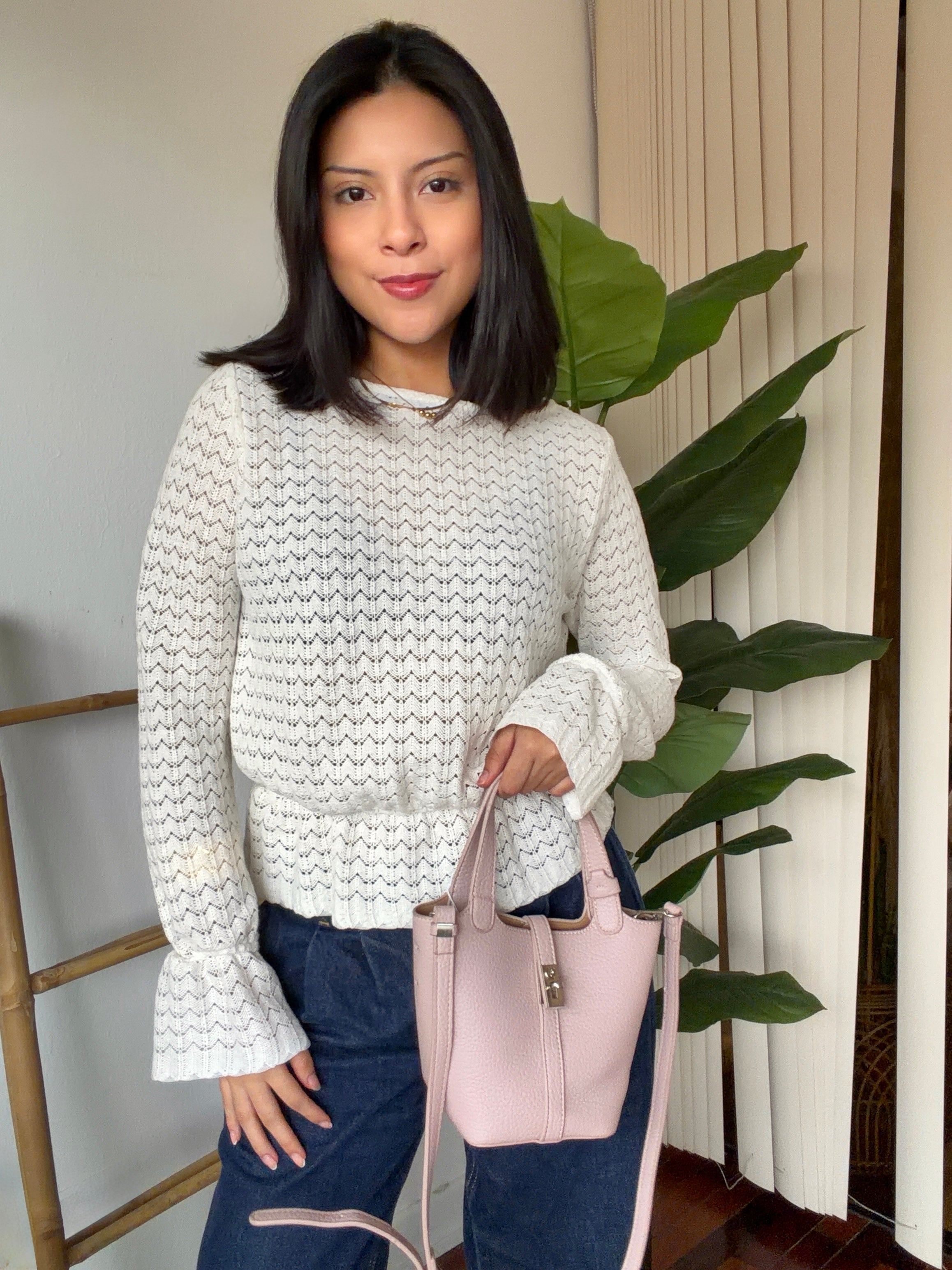 Blusa tejida Aura perla