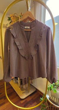 Blusa Olivia cuadros vino