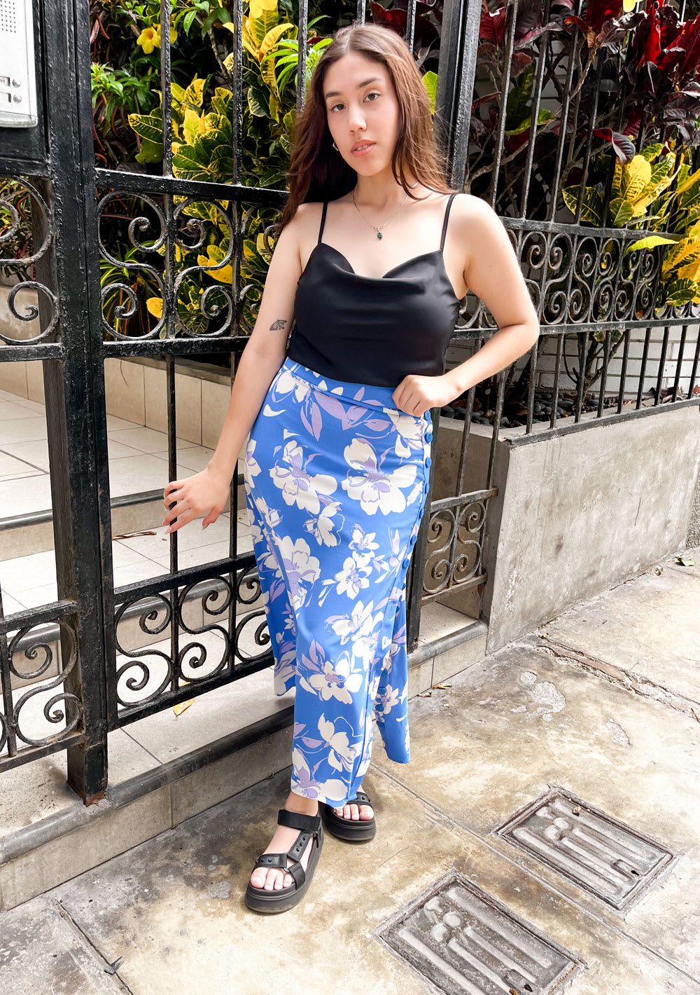 Falda Botones azul